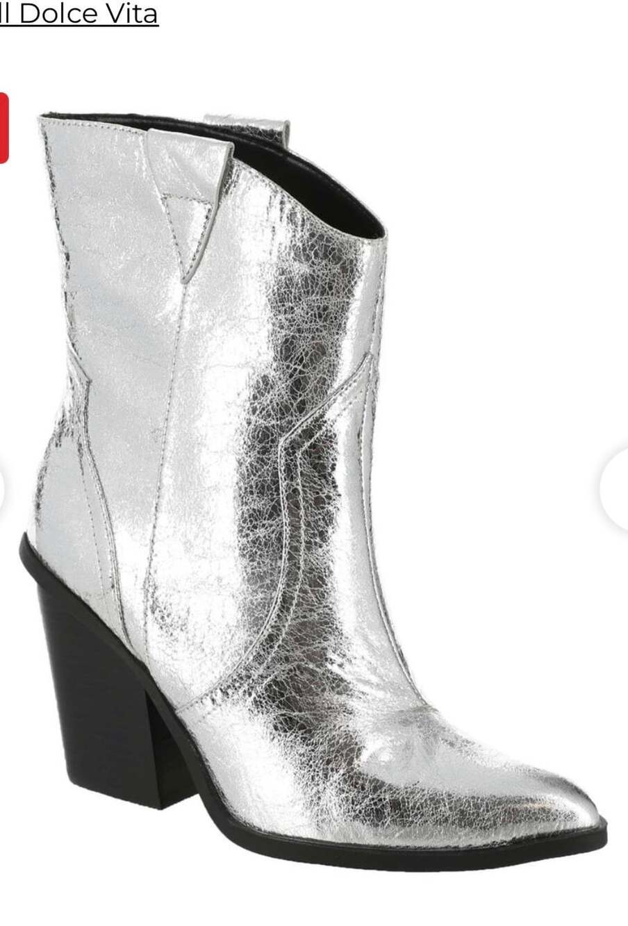 DV Dolce Vita Nazareth Silver Metallic Cracked Western Cowboy Boots size 11 NEW